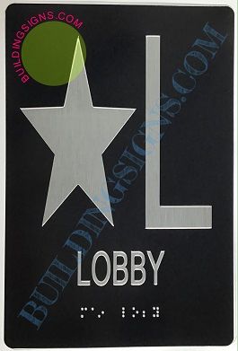 STAR LOBBY SIGN- BRAILLE (ALUMINUM SIGNS 9X6)- The Sensation line- Tactile Touch Braille Sign