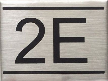 APARTMENT NUMBER SIGN – 2E- BRUSHED ALUMINUM