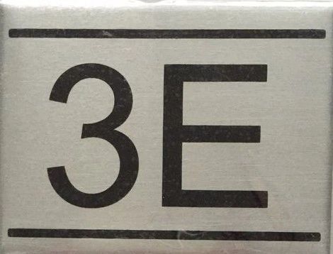 APARTMENT NUMBER SIGN – 3E- BRUSHED ALUMINUM