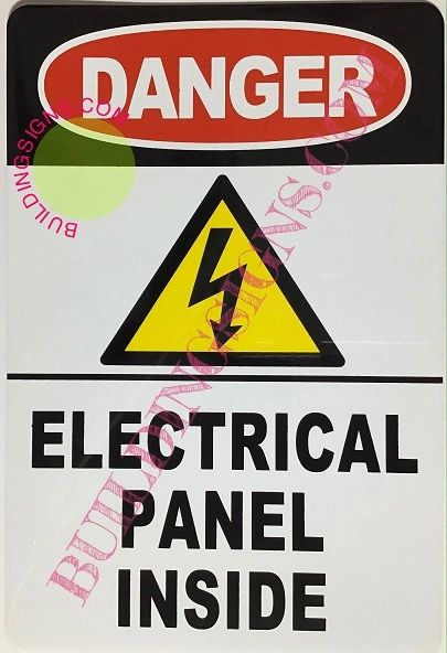 DANGER ELECTRICAL PANEL INSIDE SIGN-white background - ALUMINUM (ALUMINUM SIGNS 10X7)