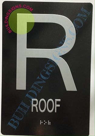 ROOF SIGN - BLACK- BRAILLE (ALUMINUM SIGNS 9X6)- The Sensation line- Tactile Touch Braille Sign