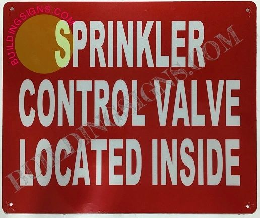 SPRINKLER CONTROL VALVE LOCATED INSIDE SIGN- REFLECTIVE !!! (ALUMINUM SIGNS 10X12)