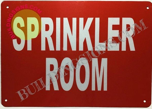 SPRINKLER ROOM SIGN- Reflective !!!- RED (ALUMINUM SIGNS 7X10)