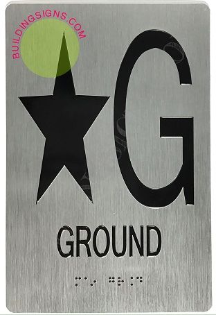STAR GROUND SIGN- * GROUND SIGN- BRAILLE (ALUMINUM SIGNS 9X6)-The sensation line- Tactile Touch Braille Sign
