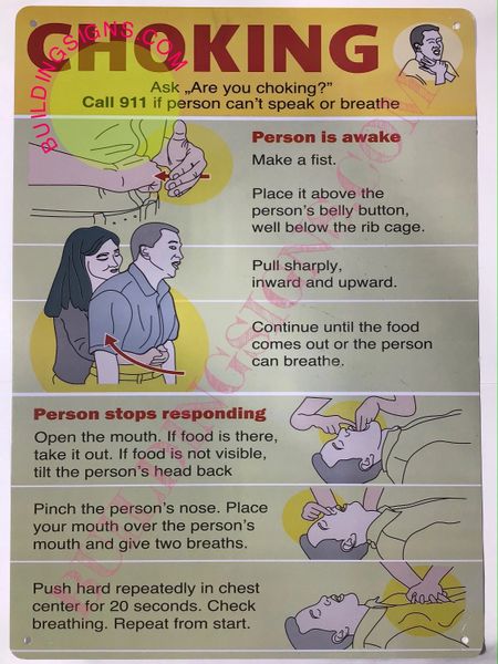 HOW TO HELP A PERSON WHO IS CHOKING POSTER (Aluminium SIGNS 14X10)