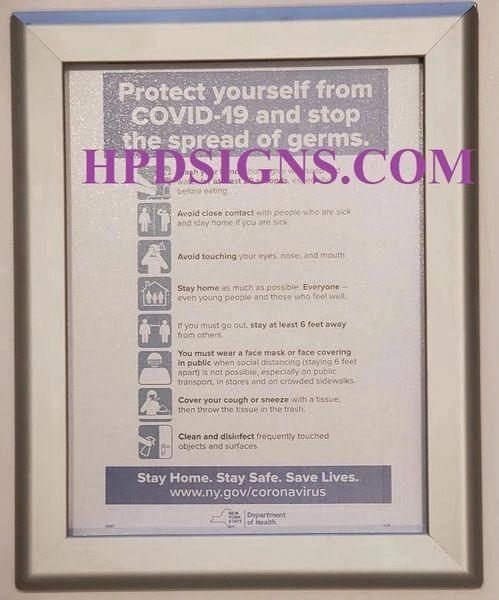 PROTECT YOURSELF-COVID-19 IN NYC FRAME FOR LOBBY BUSINESS AND CONSTRUCTION SITE FRAME (HEAVY DUTY FRAME,8.5X11)