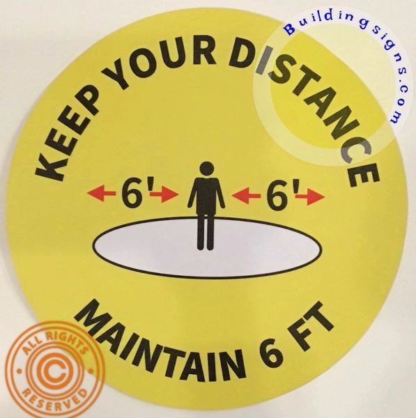 Lobby floor - Wall Keep Your Distance 6 FEET Floor Sticker (18 INCH !!!!, Yellow)