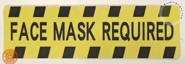 "FACE MASK Required" Heavy Duty Vinyl Sticker Sign (3X10 inch, Sticker, Yellow)