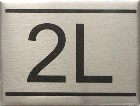 APARTMENT NUMBER SIGN – 2L- BRUSHED ALUMINUM