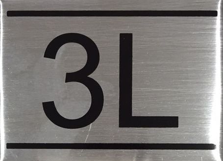 APARTMENT NUMBER SIGN – 3L- BRUSHED ALUMINUM