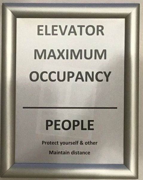 Elevator maximum occupancy frame (Aluminium, Front Load, 8.5x11)