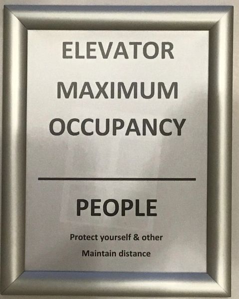 Elevator maximum occupancy frame (Aluminium, Front Load, 8.5x11)