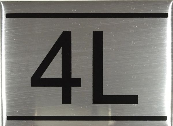 APARTMENT NUMBER SIGN – 4L- BRUSHED ALUMINUM