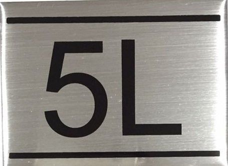 APARTMENT NUMBER SIGN – 5L- BRUSHED ALUMINUM