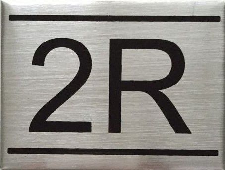 APARTMENT NUMBER SIGN – 2R- BRUSHED ALUMINUM