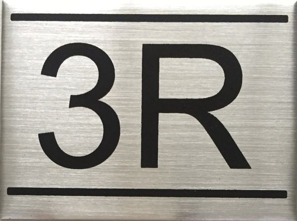 APARTMENT NUMBER SIGN – 3R- BRUSHED ALUMINUM