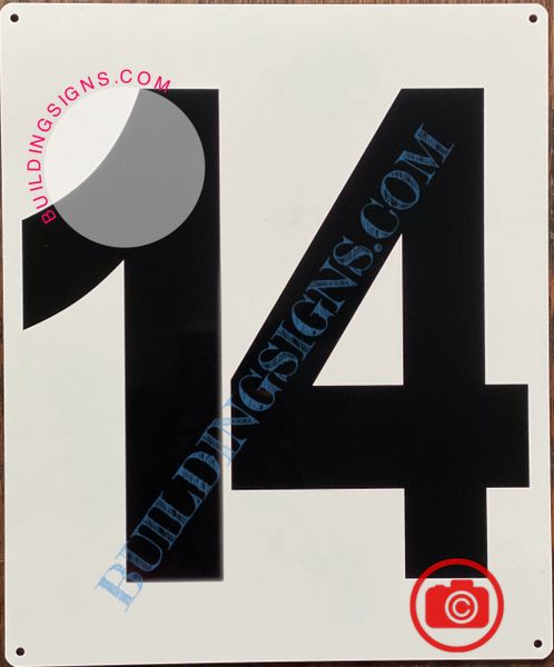 NUMBER 14 SIGN - WHITE (ALUMINUM SIGNS 12X10)- PARKING LOT NUMBER SIGN