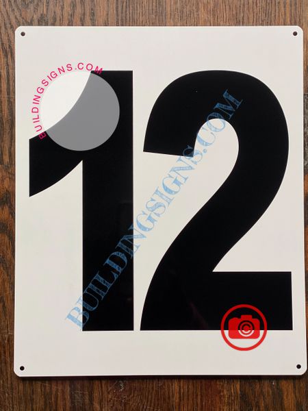 NUMBER 12 SIGN - WHITE (ALUMINUM SIGNS 12X10)- PARKING LOT NUMBER SIGN