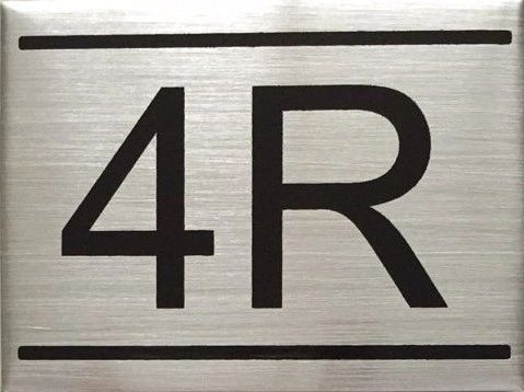 APARTMENT NUMBER SIGN – 4R- BRUSHED ALUMINUM