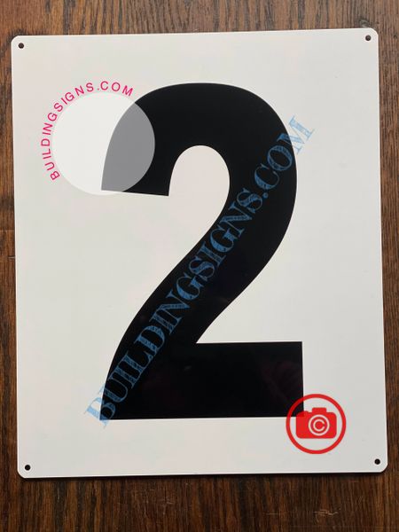 NUMBER 2 SIGN - WHITE (ALUMINUM SIGNS 12x10)- Parking LOT Number Sign