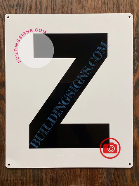 LETTER Z SIGN - WHITE (ALUMINUM SIGNS 12X10)- PARKING LOT NUMBER SIGN