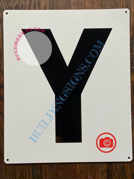 LETTER Y SIGN - WHITE (ALUMINUM SIGNS 12X10)- PARKING LOT NUMBER SIGN