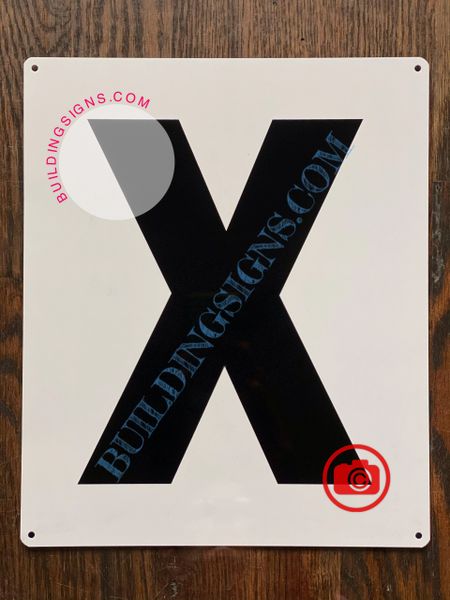 LETTER X SIGN - WHITE (ALUMINUM SIGNS 12X10)- PARKING LOT NUMBER SIGN