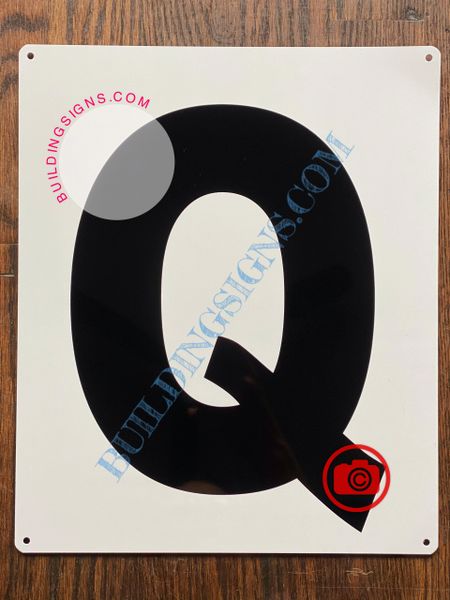 LETTER Q SIGN - WHITE (ALUMINUM SIGNS 12x10)- Parking LOT Number Sign