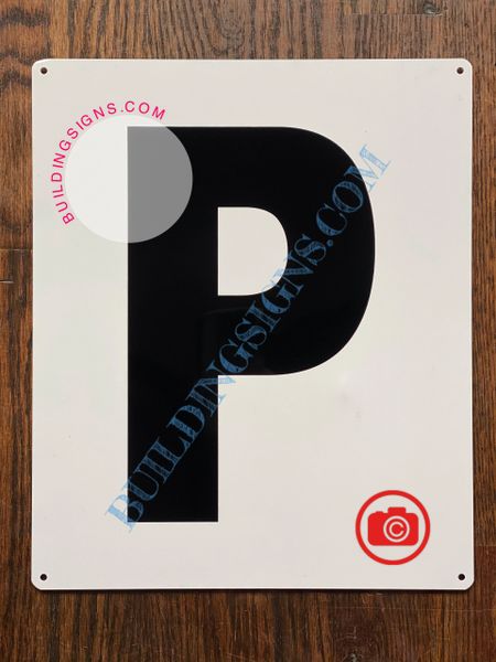 LETTER P SIGN - WHITE (ALUMINUM SIGNS 12x10)- Parking LOT Number Sign
