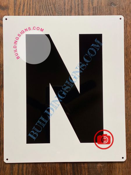 LETTER N SIGN - WHITE (ALUMINUM SIGNS 12x10)- Parking LOT Number Sign