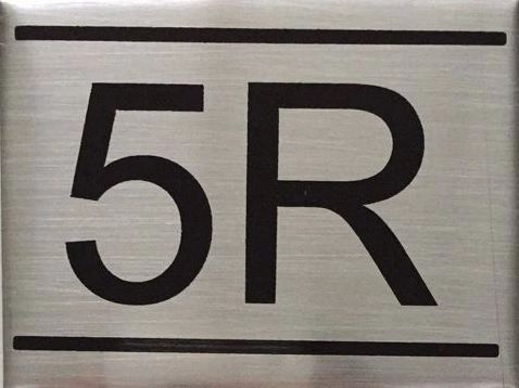 APARTMENT NUMBER SIGN – 5R- BRUSHED ALUMINUM