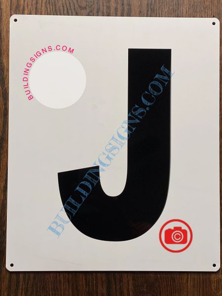 LETTER J SIGN - WHITE (ALUMINUM SIGNS 12x10)- Parking LOT Number Sign
