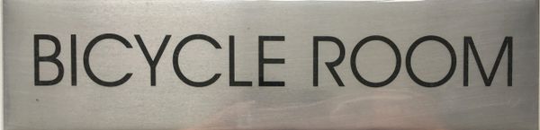 BICYCLE ROOM SIGN – BRUSHED ALUMINUM