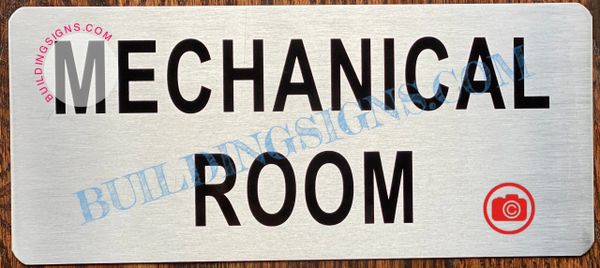 MECHANICAL ROOM SIGN- BRUSHED ALUMINUM (ALUMINUM SIGNS 3.5X8)