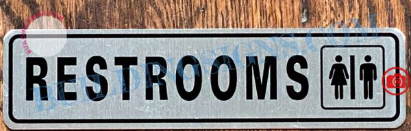 RESTROOMS SIGN - BRUSHED ALUMINUM (ALUMINUM SIGNS 2X8)