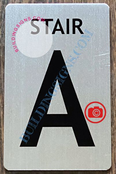 STAIR A SIGN - BRUSHED ALUMINUM (ALUMINUM SIGNS 8X5)