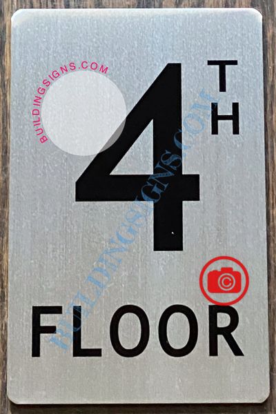 4TH FLOOR SIGN- SILVER (ALUMINUM SIGNS 8x5)