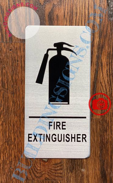 FIRE EXTINGUISHER SIGN- BRUSHED ALUMINUM (ALUMINUM SIGNS 8x4)