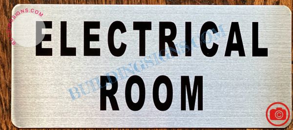 ELECTRICAL ROOM SIGN- BRUSHED ALUMINUM (ALUMINUM SIGNS 3.5x8)