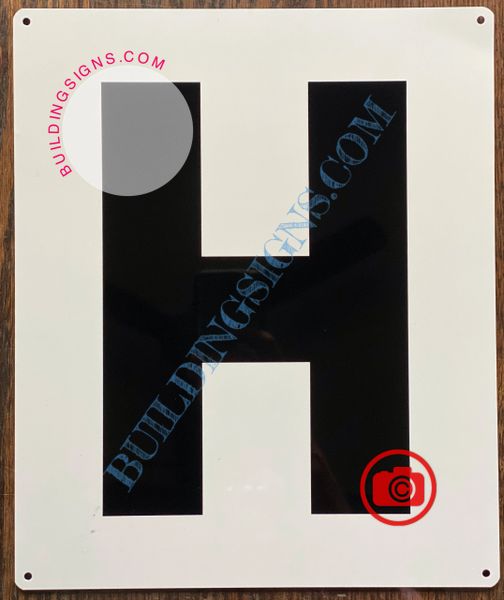 LETTER H SIGN - WHITE (ALUMINUM SIGNS 12x10)- Parking LOT Number Sign