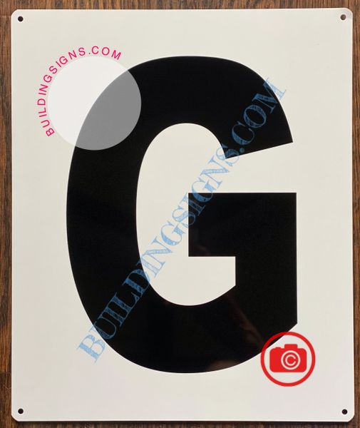 LETTER G SIGN - WHITE (ALUMINUM SIGNS 12x10)- Parking LOT Number Sign