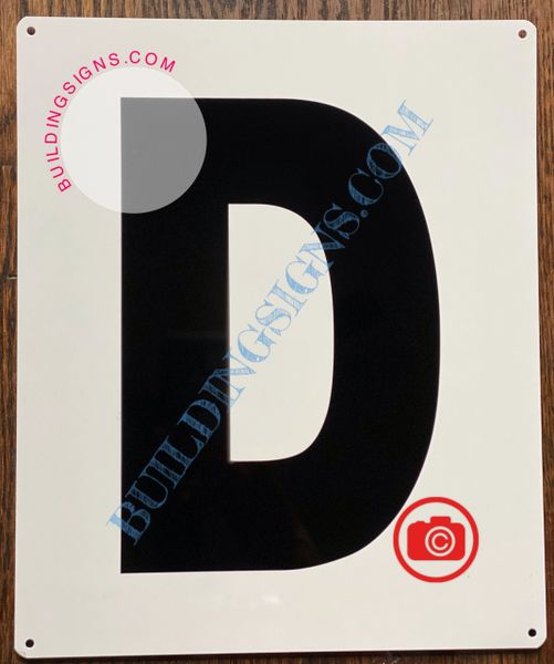 LETTER D SIGN - WHITE (ALUMINUM SIGNS 12x10)- Parking LOT Number Sign