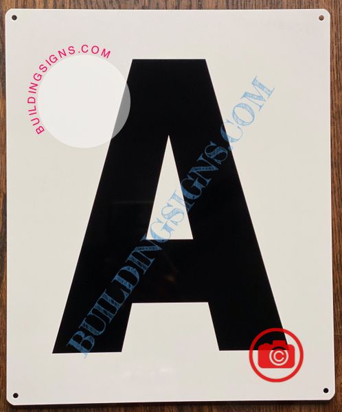 LETTER A SIGN - WHITE (ALUMINUM SIGNS 12x10)- Parking LOT Number Sign