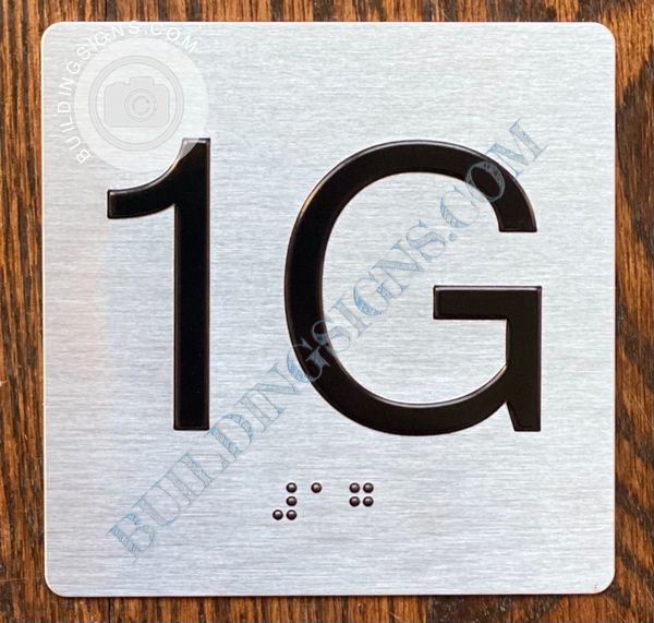 z- APARTMENT NUMBER SIGN – 1G -BRUSHED ALUMINUM (ALUMINUM SIGNS 4X4)- THE SENSATION LINE- Tactile Touch Braille Sign