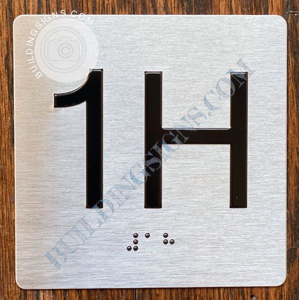 z- APARTMENT NUMBER SIGN - 1H -BRUSHED ALUMINUM (ALUMINUM SIGNS 4X4)- THE SENSATION LINE- Tactile Touch Braille Sign