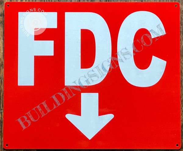 FDC DOWNWARDS SIGN- RED BACKGROUND (ALUMINUM SIGNS 10x12)