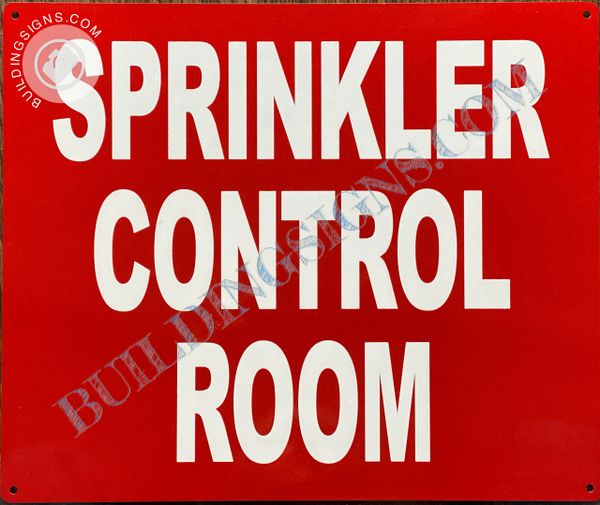 SPRINKLER CONTROL ROOM SIGN- RED (ALUMINUM SIGNS 10x12)