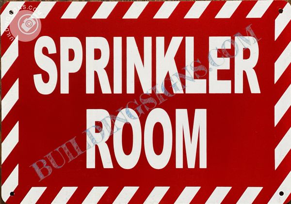 SPRINKLER ROOM SIGN- RED (ALUMINUM SIGNS 10x12)