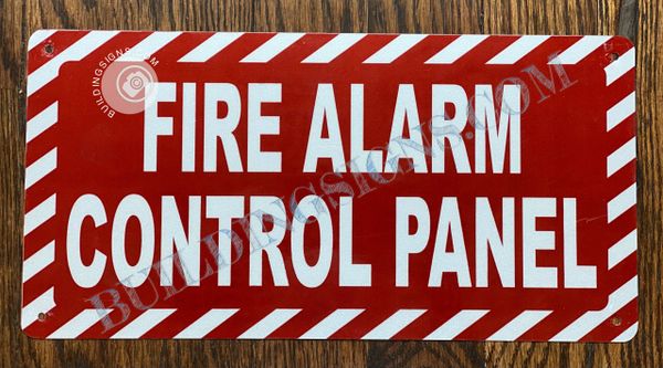 FIRE ALARM CONTROL PANEL SIGN- RED BACKGROUND (ALUMINUM SIGNS 4X12)