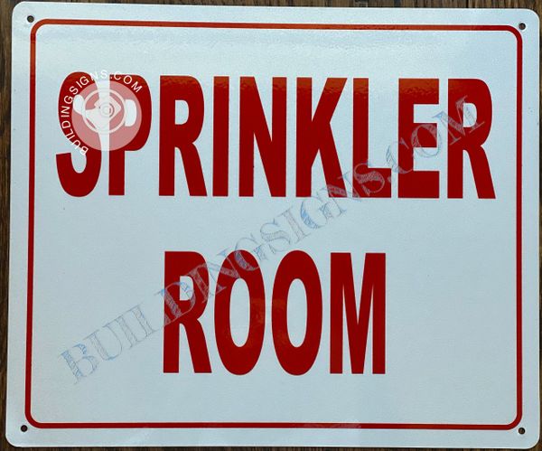 SPRINKLER ROOM SIGN- WHITE BACKGROUND (ALUMINUM SIGNS 7X10)